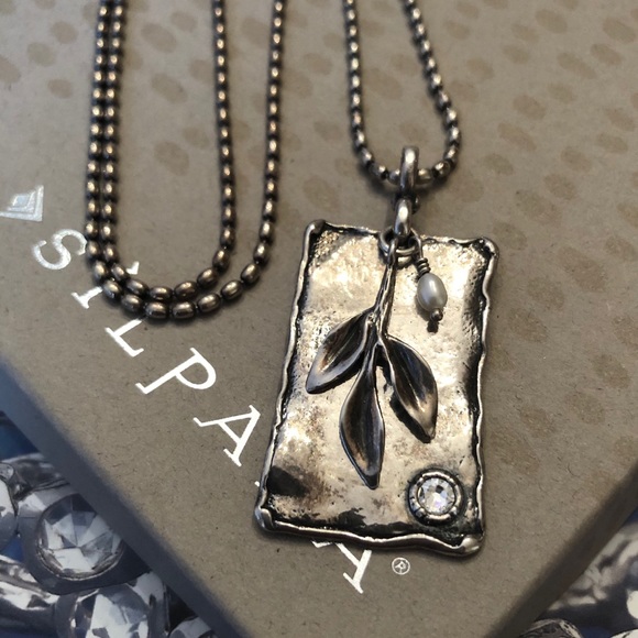 Vintage Silpada Sterling Silver Leaf Sprig Logo Pendant Necklace N2275 - Picture 5 of 16